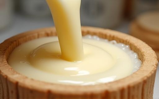 Detailed image showing soap batter being poured into a mold during the cold process soap making method